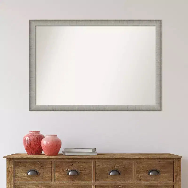 Specchio da Parete Stretto Amanti Art in Peltro Spazzolato Elegante, Non Smussato, 99 x 68,5 cm