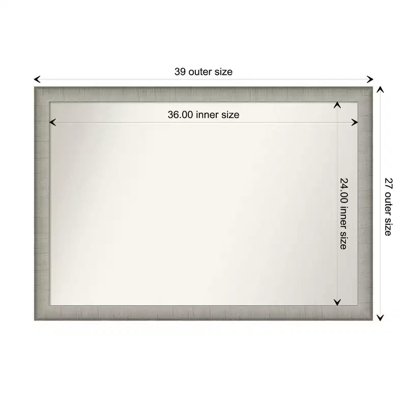 Specchio da Parete Stretto Amanti Art in Peltro Spazzolato Elegante, Non Smussato, 99 x 68,5 cm