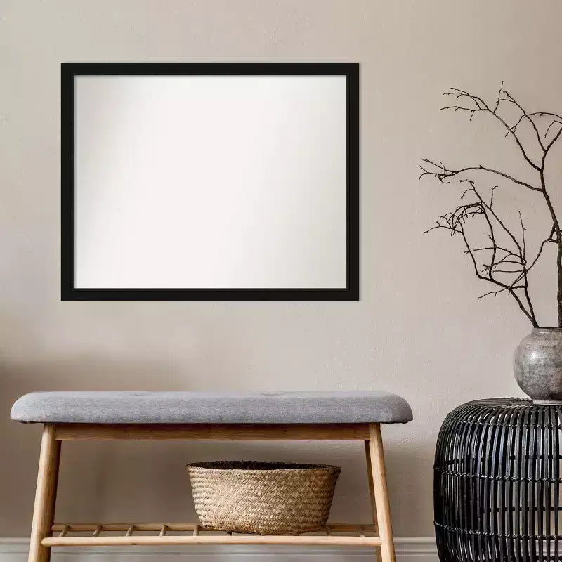 Specchio da Parete da Bagno Stretto Avon Senza Smussatura 76 x 61 cm Nero - Amanti Art: Include Ferramenta di Montaggio, Cornice in Polistirene