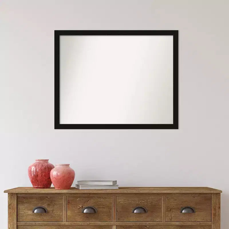 Specchio da Parete da Bagno Stretto Avon Senza Smussatura 76 x 61 cm Nero - Amanti Art: Include Ferramenta di Montaggio, Cornice in Polistirene