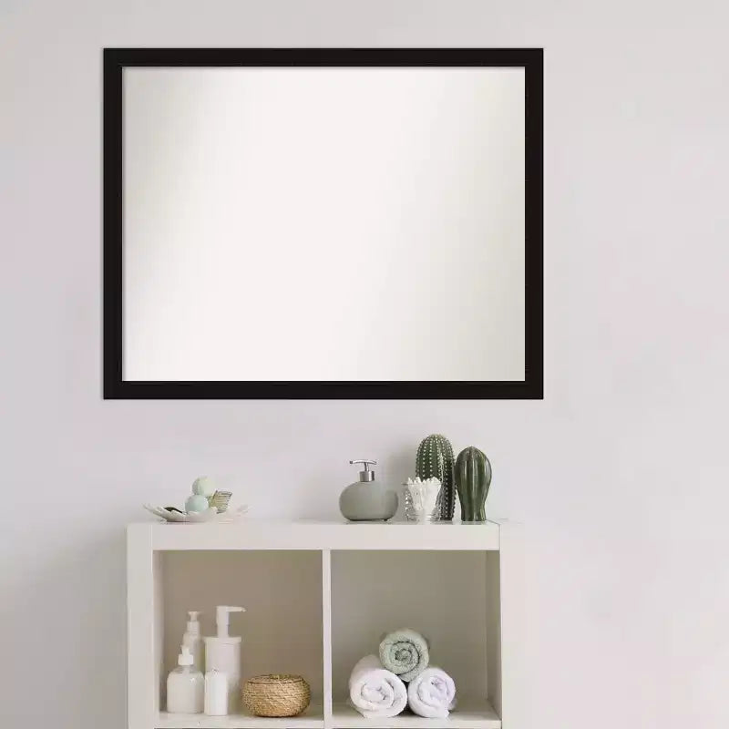 Specchio da Parete da Bagno Stretto Avon Senza Smussatura 76 x 61 cm Nero - Amanti Art: Include Ferramenta di Montaggio, Cornice in Polistirene