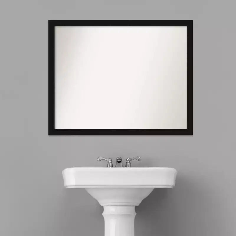 Specchio da Parete da Bagno Stretto Avon Senza Smussatura 76 x 61 cm Nero - Amanti Art: Include Ferramenta di Montaggio, Cornice in Polistirene