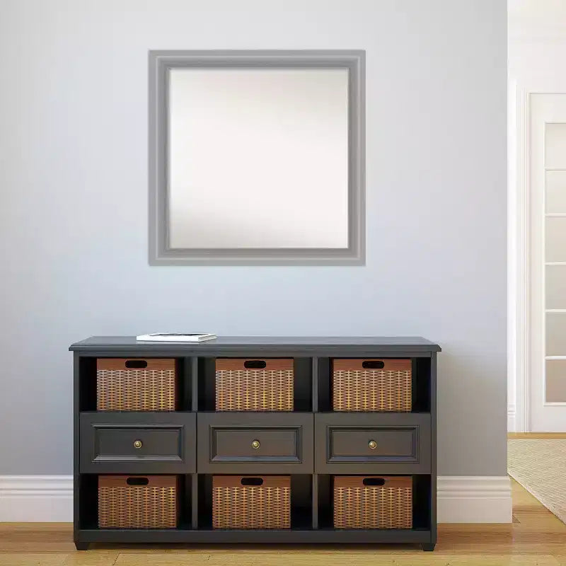 Specchio da parete in nichel lucido non smussato da 31" x 31": Amanti Art, con cornice quadrata, arredamento moderno