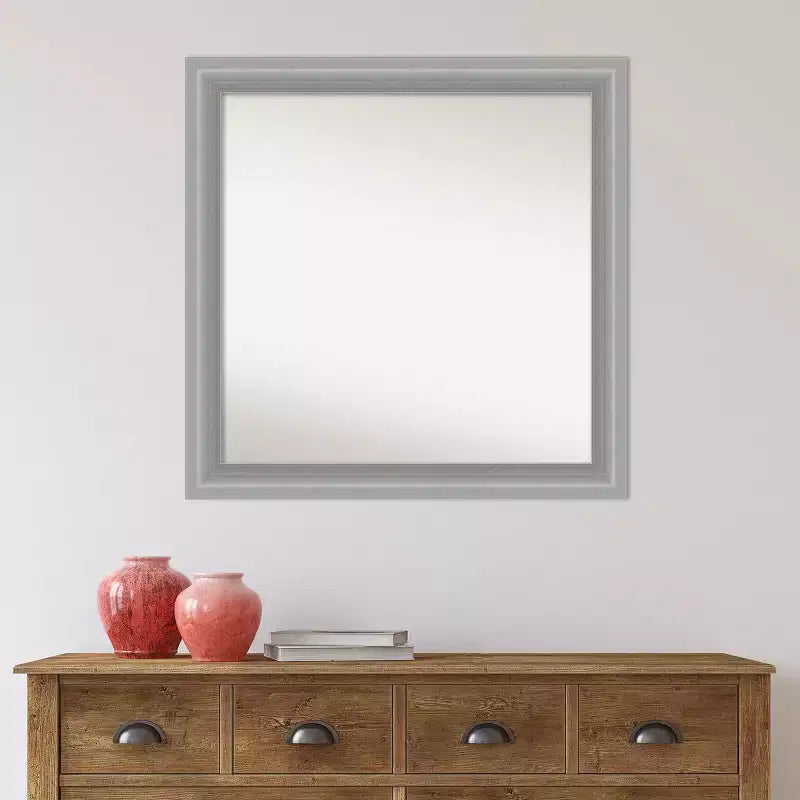 Specchio da parete in nichel lucido non smussato da 31" x 31": Amanti Art, con cornice quadrata, arredamento moderno