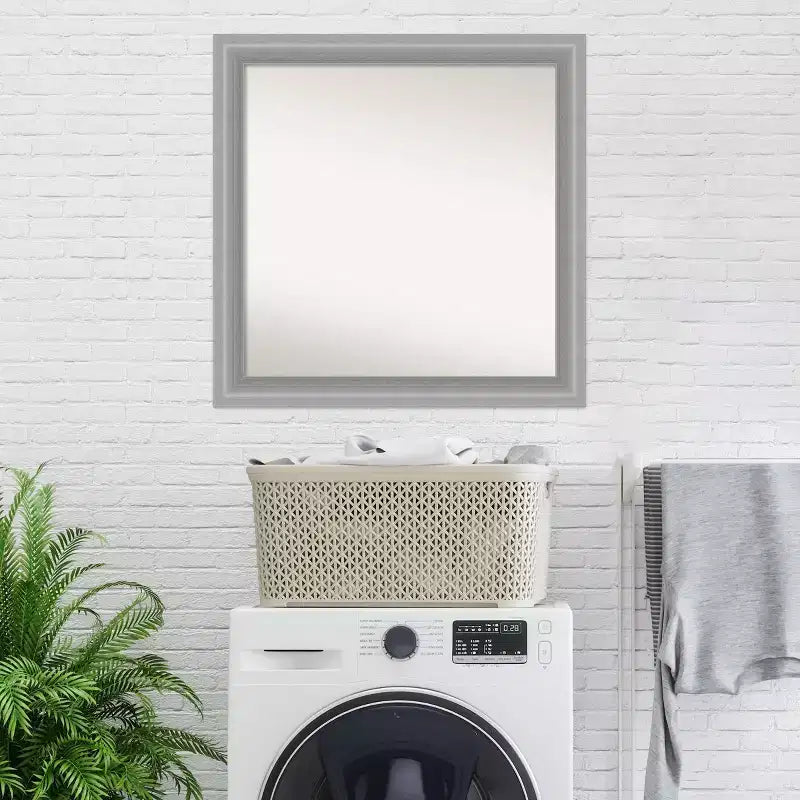 Specchio da parete in nichel lucido non smussato da 31" x 31": Amanti Art, con cornice quadrata, arredamento moderno