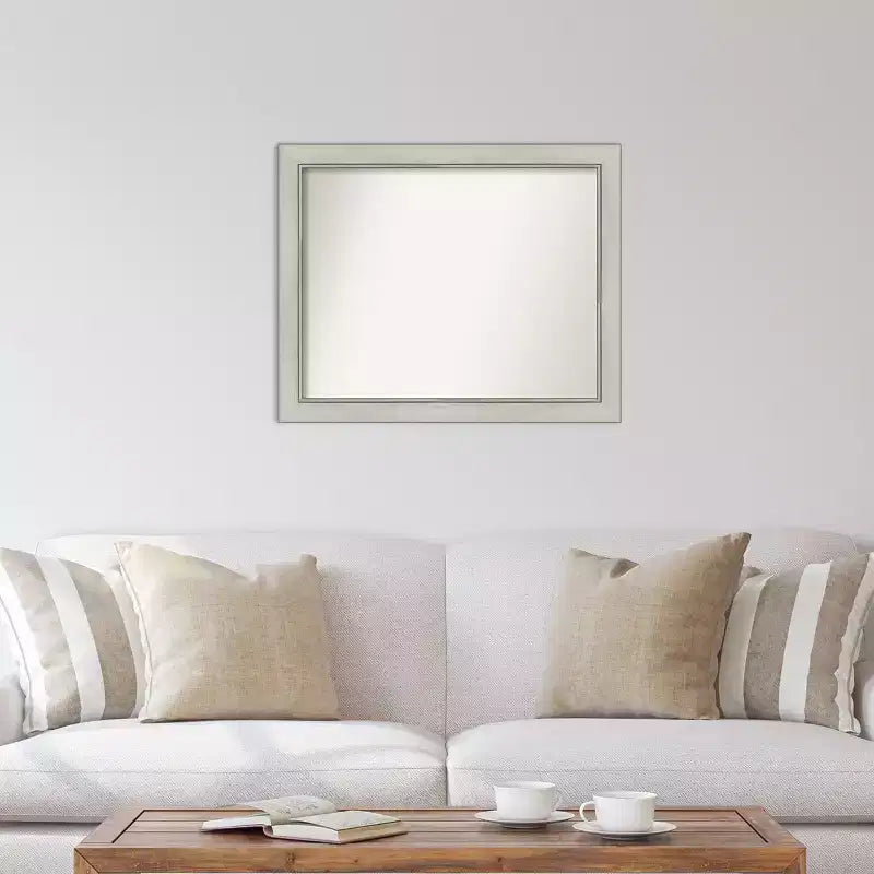 Specchio da parete Flair Silver Patina 32" x 26": Rettangolare moderno, include hardware di montaggio - Amanti Art