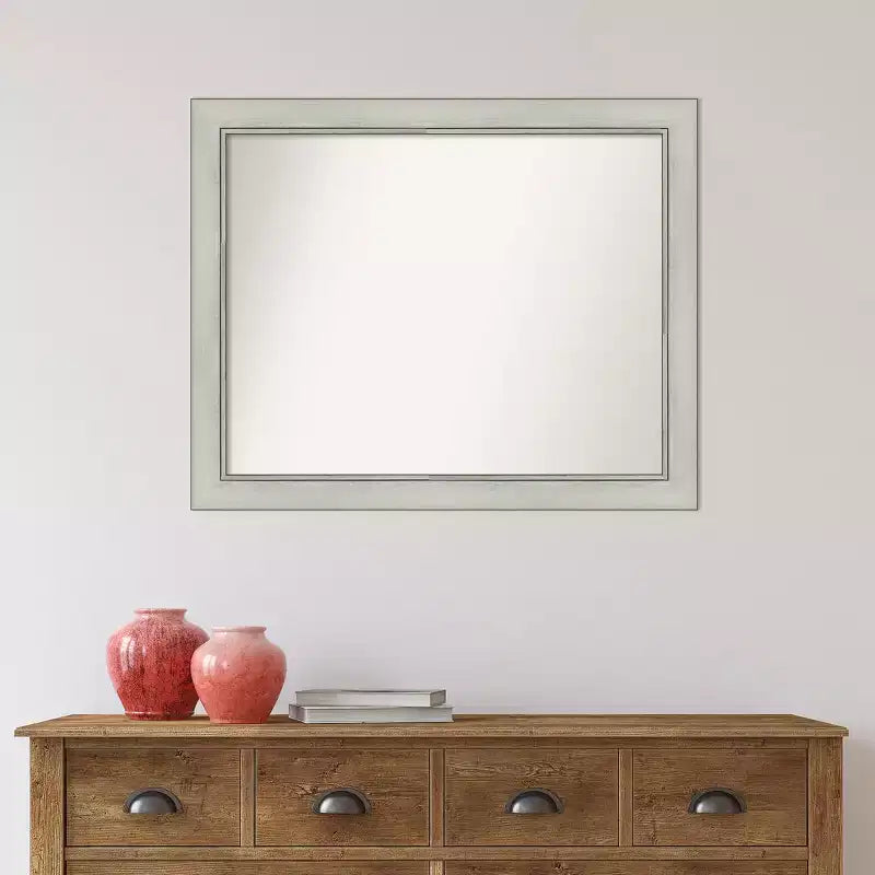 Specchio da parete Flair Silver Patina 32" x 26": Rettangolare moderno, include hardware di montaggio - Amanti Art