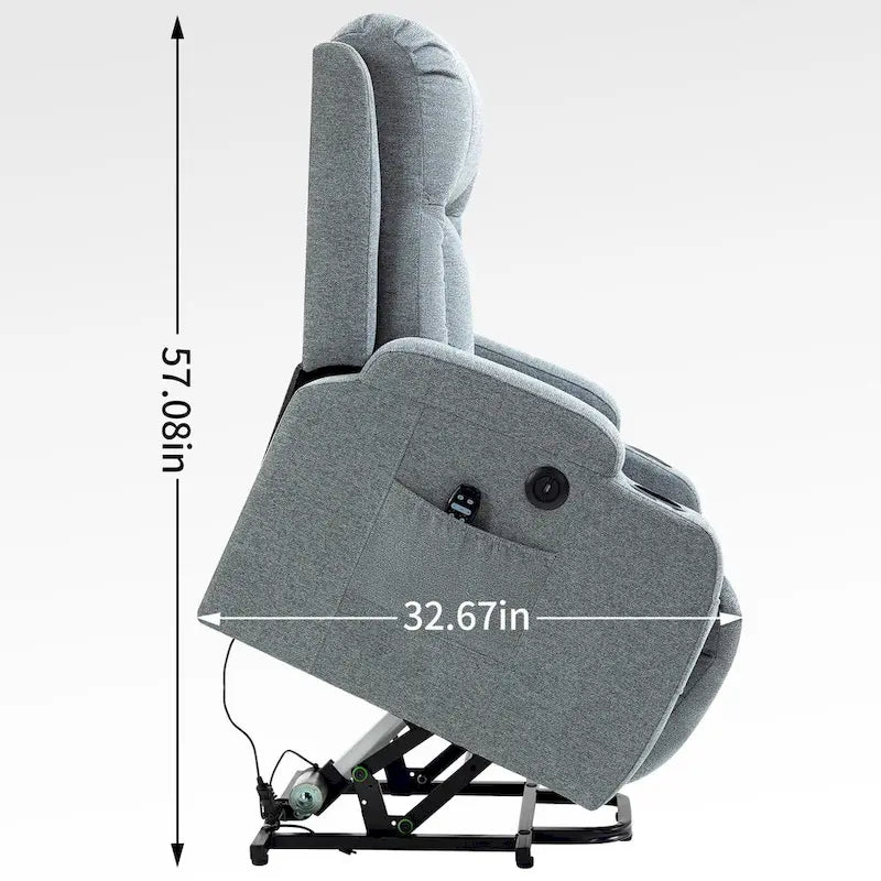 Poltrona reclinabile elettrica Lazy Boy Power Lift, moderna poltrona massaggiante a motore singolo con riscaldamento lombare, porta di ricarica USB, portabicchieri
