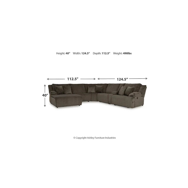 Divano sezionale reclinabile a 6 posti con chaise longue Top Tier marrone di Signature Design by Ashley - 147 L x 134 P x 41 A