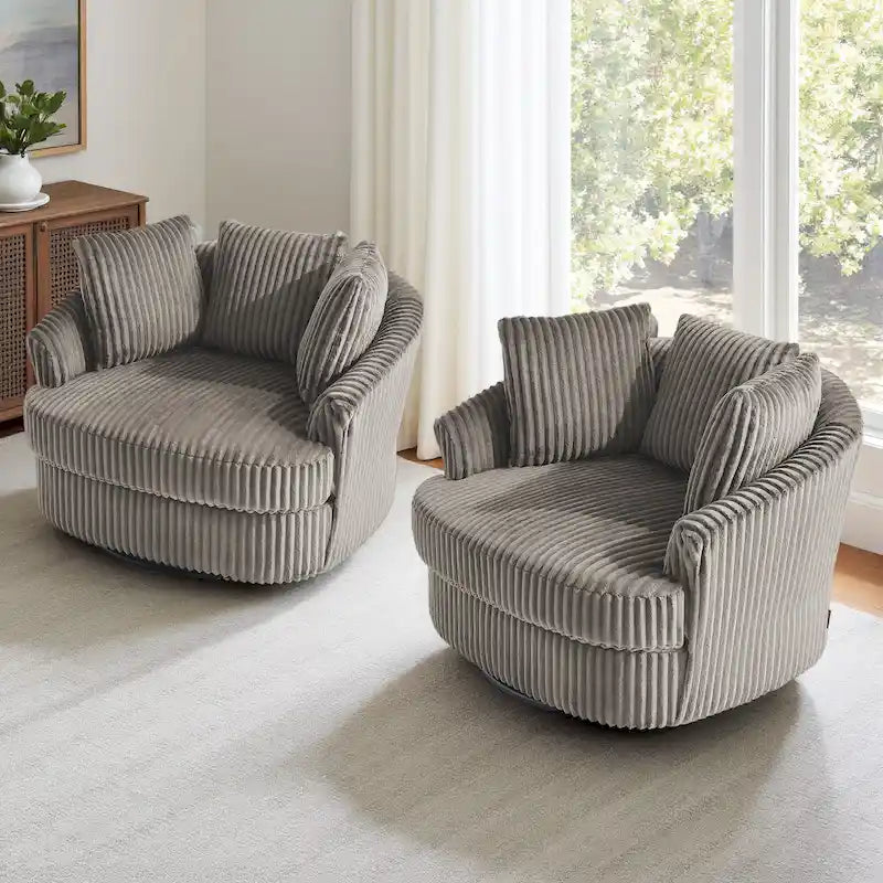 DREAMSIDEA Set di 2 poltrone a botte girevoli con braccioli incassati e rivestimento sfoderabile