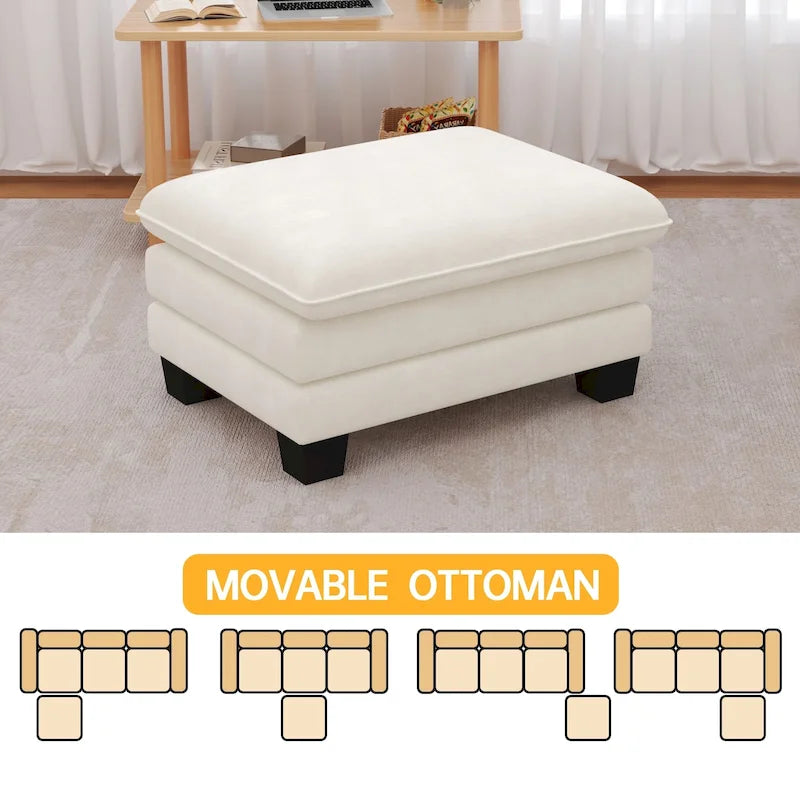 Set di mobili per soggiorno, Set divano componibile modulare con pouf per soggiorno, Divano convertibile