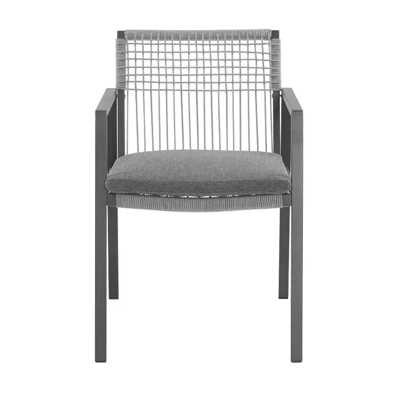 Christopher Knight Home Bennett Set da Pranzo Moderno da Esterno a 7 Pezzi in Alluminio con Corda Intrecciata, Nero/Grigio