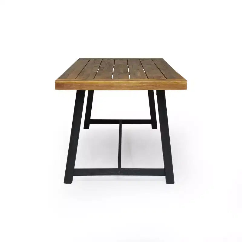 Christopher Knight Home Marley Set da Pranzo da Esterno Moderno 7 Pezzi in Legno di Acacia e Polipropilene, Teak/Nero