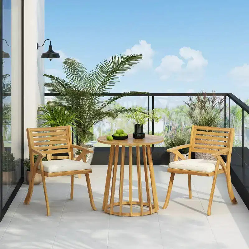 Christopher Knight Home Zephyr Set da pranzo da esterno in legno di acacia con cuscini, Teak