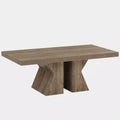 Lantine Wood Coffee Table, 47.24-Inch Rectangular Center Table with Thick Wooden Base, Farmhouse Wood-Look Cocktail Table for Living Room