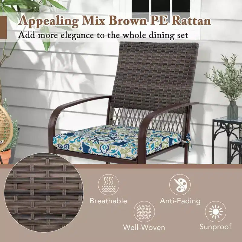 Costway 5 PCS Patio Dining Set with Wood-Plastic Tabletop & Umbrella Hole for Backyard