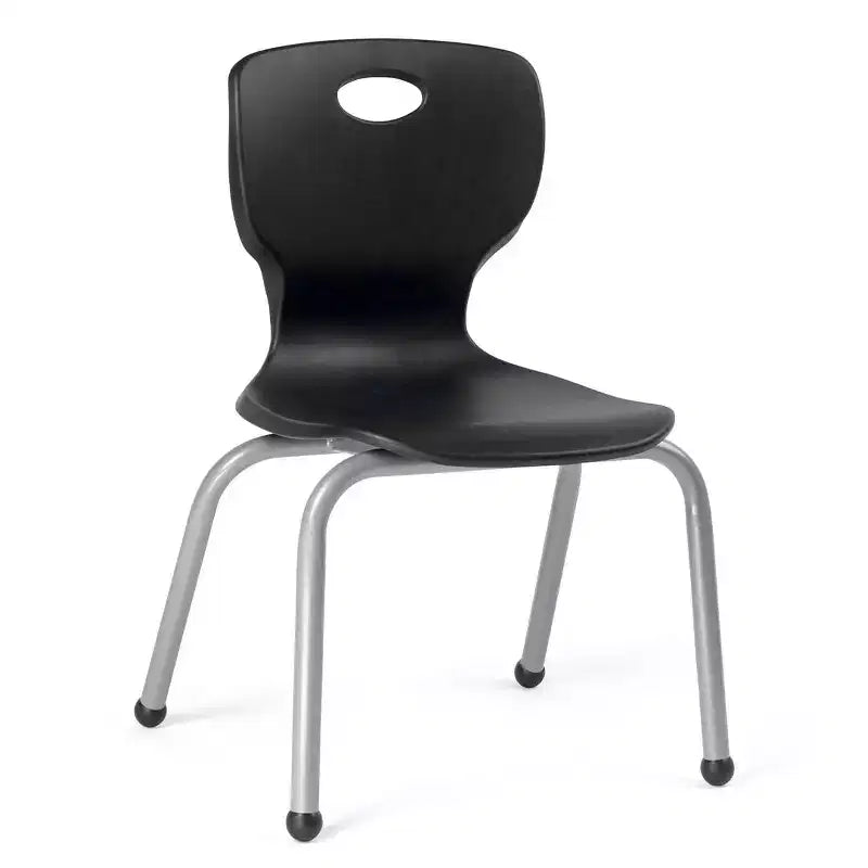Tavolo e sedie Bintiva Activity - Tavolo 24x48 con bordo spruzzato grigio e gambe regolabili e 4 sedie da aula NAAR nere da 14