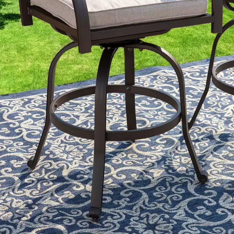Captiva Designs 7pc Cast Aluminum Bar Height Patio Dining Set with Round Table & Swivel Stools