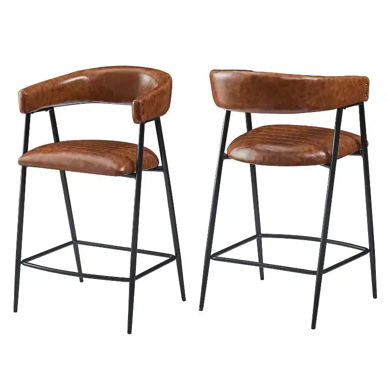 Sgabello da bancone Christopher Knight Home Sara rivestito in similpelle da 26" con struttura in ferro e poggiapiedi, marrone