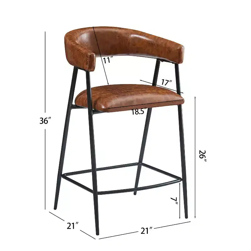 Sgabello da bancone Christopher Knight Home Sara rivestito in similpelle da 26" con struttura in ferro e poggiapiedi, marrone