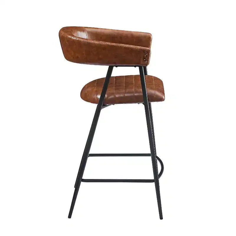Sgabello da bancone Christopher Knight Home Sara rivestito in similpelle da 26" con struttura in ferro e poggiapiedi, marrone