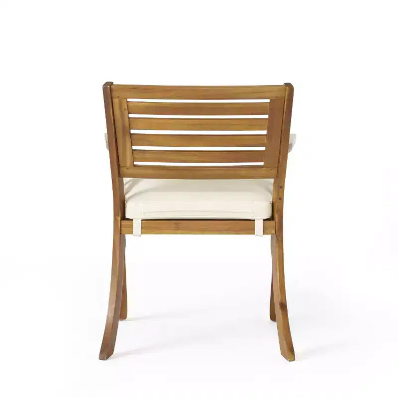 Christopher Knight Home Blaine Set da Pranzo da Esterno di 5 Pezzi in Legno di Acacia e Ferro con Cuscini, Teak e Crema