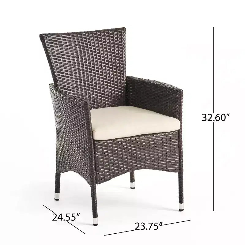 Christopher Knight Home Zain Outdoor Acacia Wood and Wicker 7 Piece Dining Set with Cushion