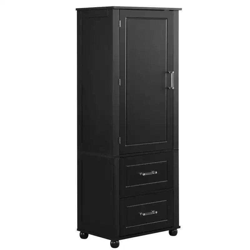 Whisen Mobile da Bagno Alto, Armadietto Autoportante con Due Cassetti e Ripiano Regolabile