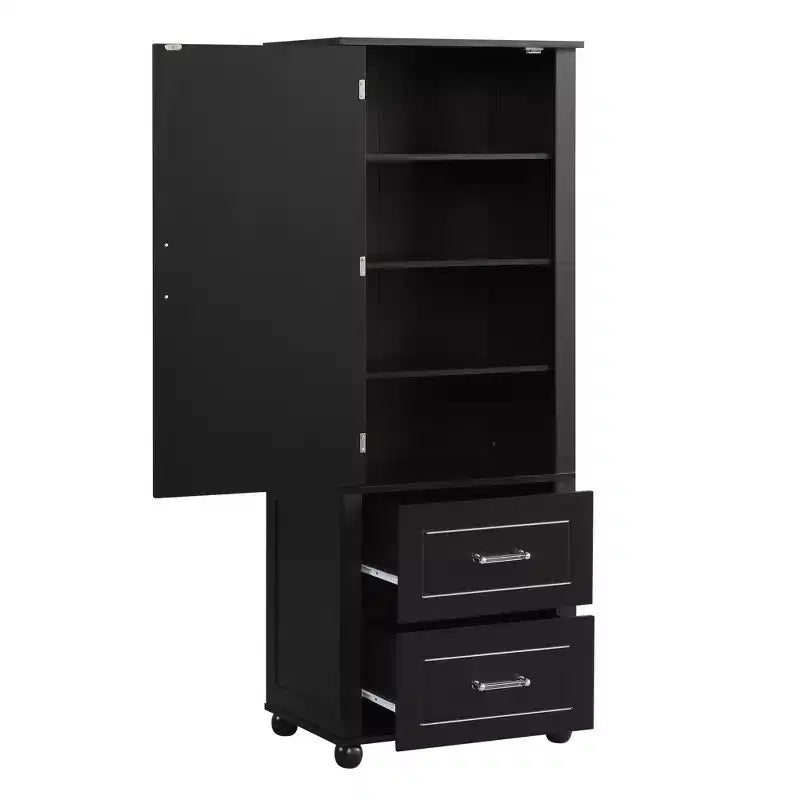 Whisen Mobile da Bagno Alto, Armadietto Autoportante con Due Cassetti e Ripiano Regolabile