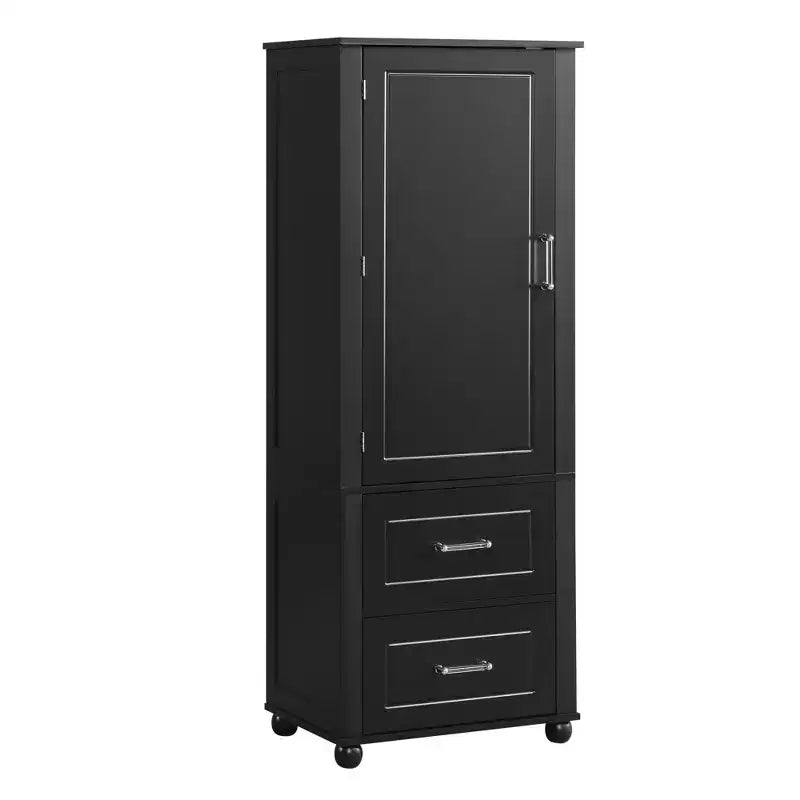 Whisen Mobile da Bagno Alto, Armadietto Autoportante con Due Cassetti e Ripiano Regolabile