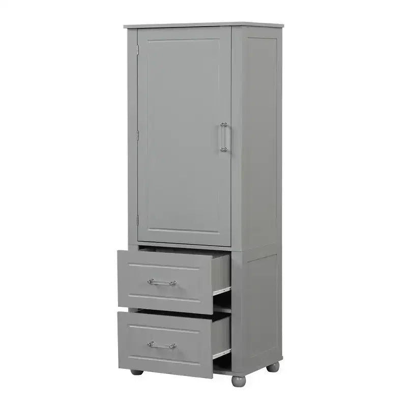 Whisen Mobile da Bagno Alto, Armadietto Autoportante con Due Cassetti e Ripiano Regolabile