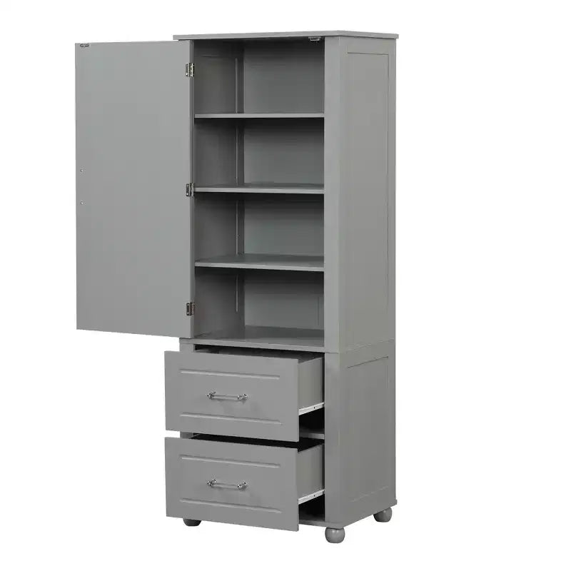 Whisen Mobile da Bagno Alto, Armadietto Autoportante con Due Cassetti e Ripiano Regolabile