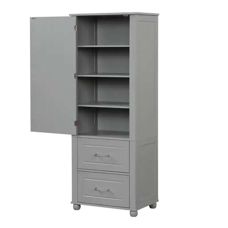 Whisen Mobile da Bagno Alto, Armadietto Autoportante con Due Cassetti e Ripiano Regolabile