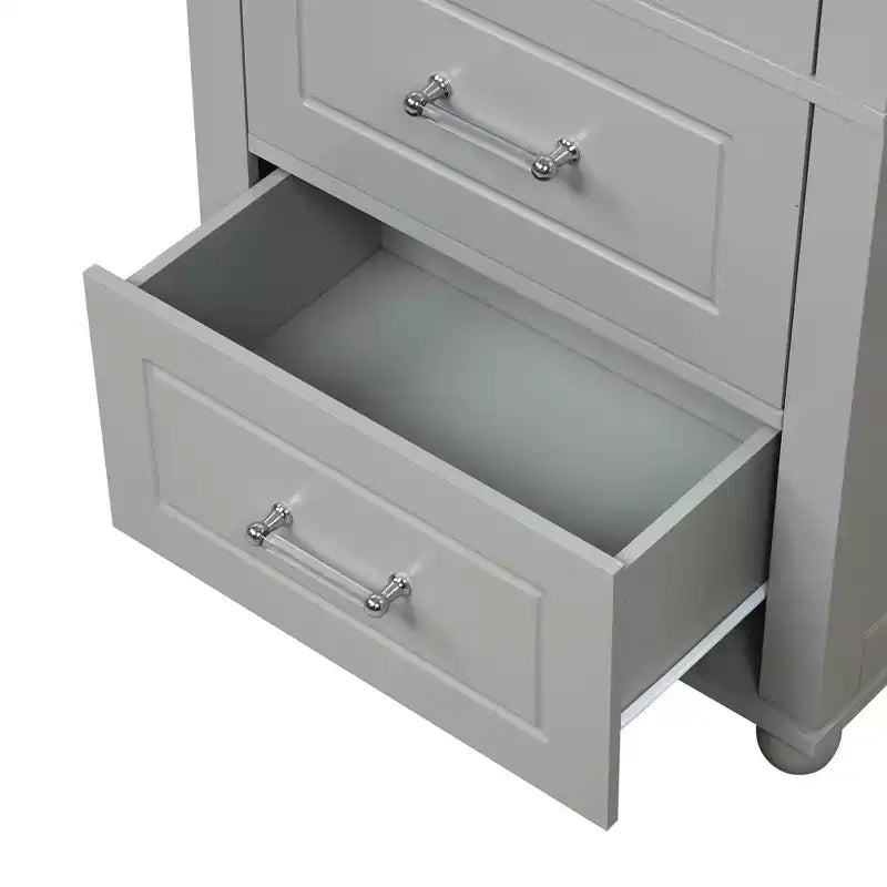Whisen Mobile da Bagno Alto, Armadietto Autoportante con Due Cassetti e Ripiano Regolabile