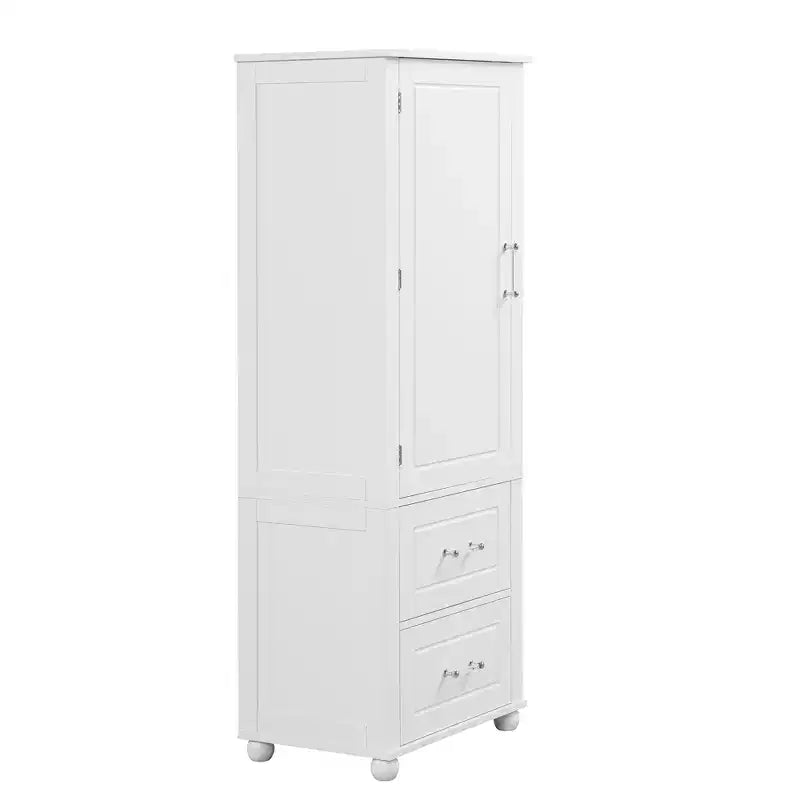 Whisen Mobile da Bagno Alto, Armadietto Autoportante con Due Cassetti e Ripiano Regolabile