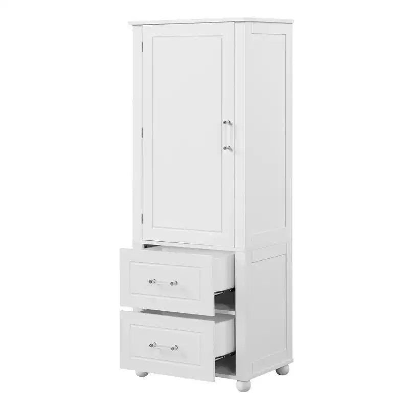 Whisen Mobile da Bagno Alto, Armadietto Autoportante con Due Cassetti e Ripiano Regolabile