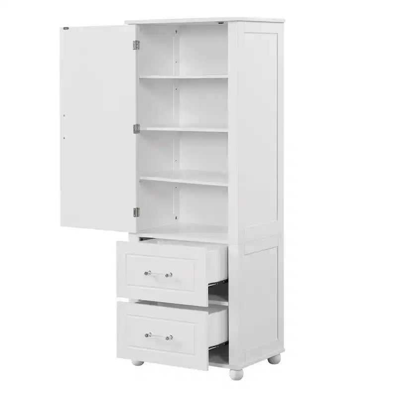 Whisen Mobile da Bagno Alto, Armadietto Autoportante con Due Cassetti e Ripiano Regolabile