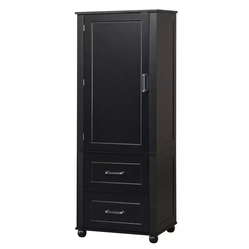 Whisen Mobile da Bagno Alto, Armadietto Autoportante con Due Cassetti e Ripiano Regolabile