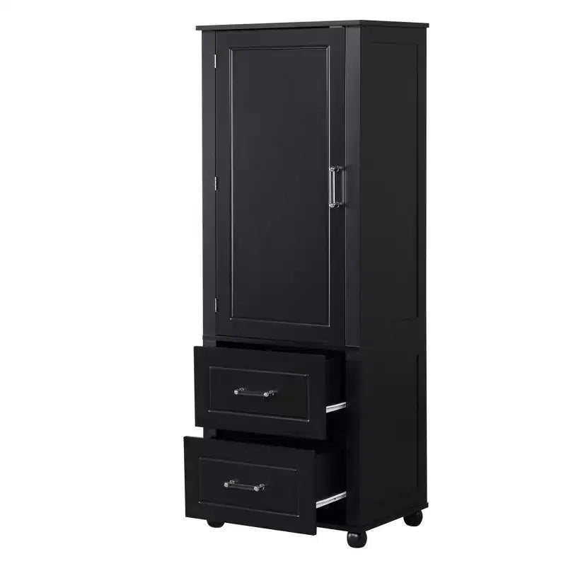 Whisen Mobile da Bagno Alto, Armadietto Autoportante con Due Cassetti e Ripiano Regolabile