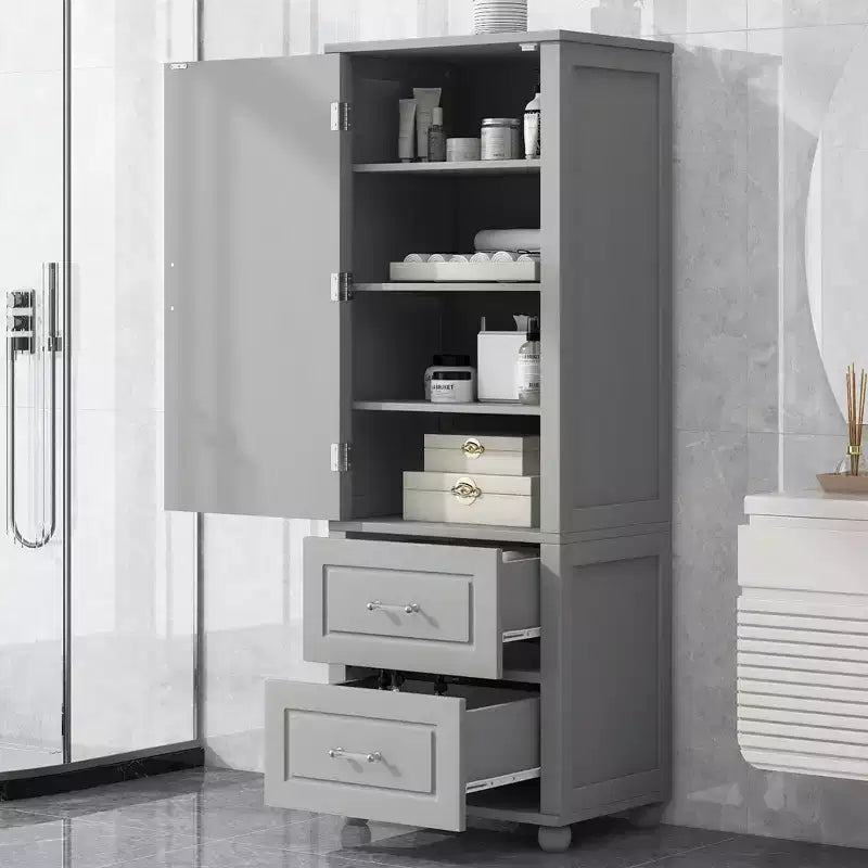 Whisen Mobile da Bagno Alto, Armadietto Autoportante con Due Cassetti e Ripiano Regolabile