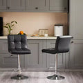 Set di 4 Sgabelli da Bar Regolabili Girevoli: Sgabelli da Bancone in Ecopelle con Schienale Quadrato e Seduta Imbottita (Cucina/Bar Moderno)