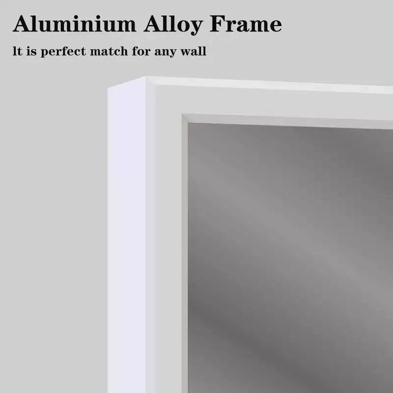 Specchio da bagno moderno con cornice bianca 48x32: Fuori misura, Alluminio, Montaggio a parete, Verticale/Orizzontale
