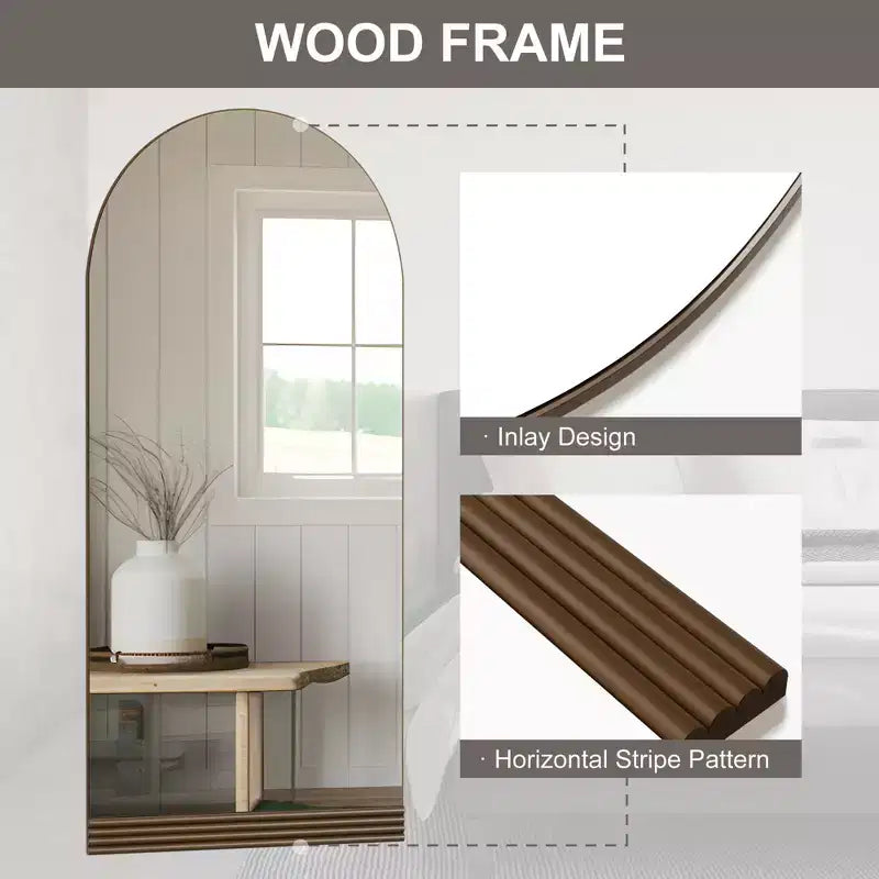 Specchio a figura intera in legno marrone con base angolare 180x80x2cm