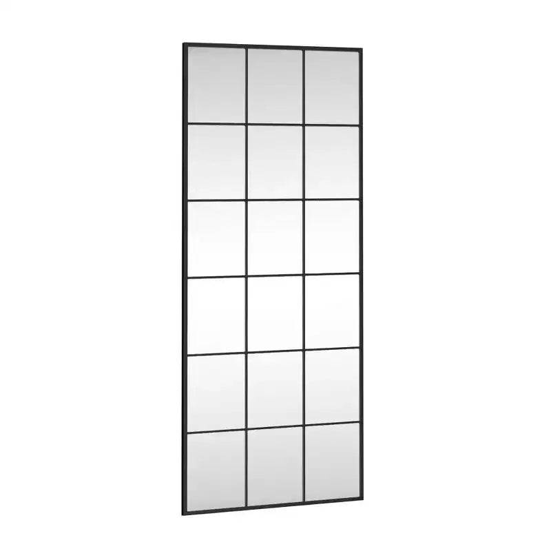 Specchio Rettangolare con Cornice in Ferro Battuto con Griglia - Nero 176x76x2.7cm