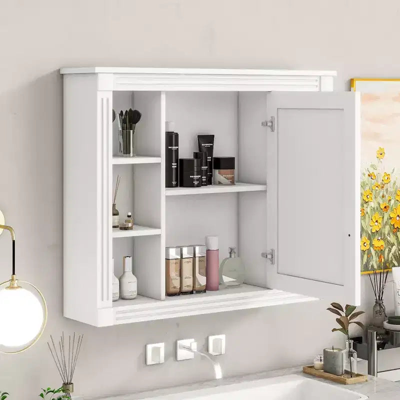 Mobile bagno a parete 35x28 - Armadietto a specchio con ripiani a giorno
