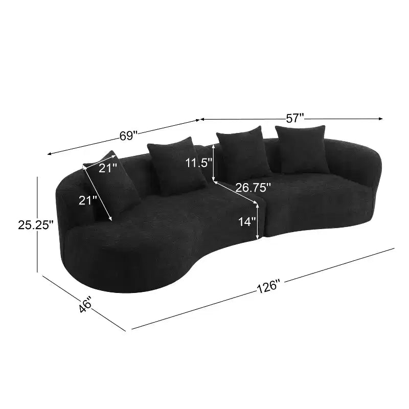 Divano componibile curvo a 5 posti moderno in bouclé Christopher Knight Home Hailey 126 con cuscini