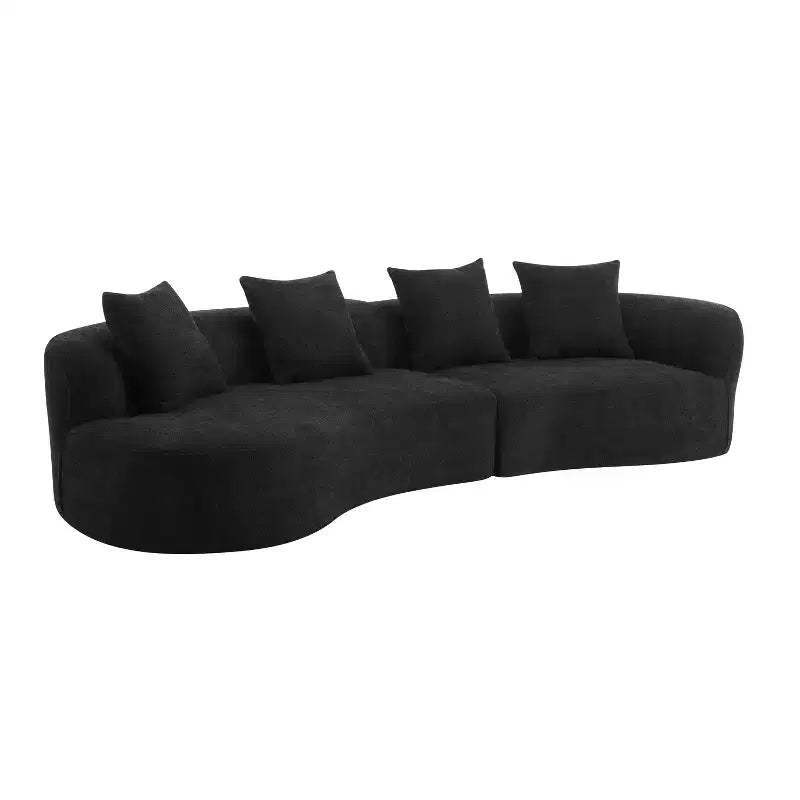 Divano componibile curvo a 5 posti moderno in bouclé Christopher Knight Home Hailey 126 con cuscini