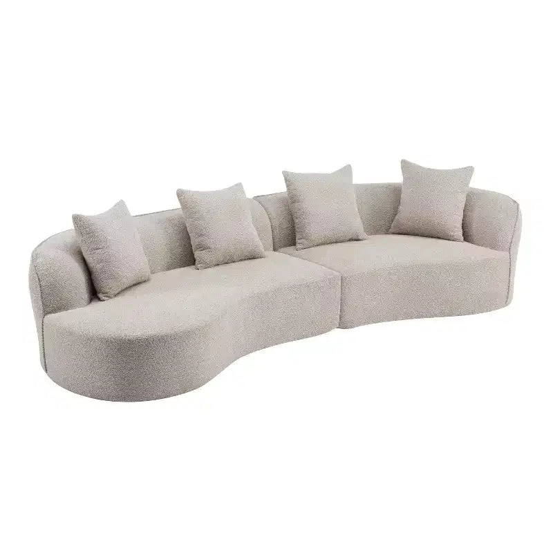 Divano componibile curvo a 5 posti moderno in bouclé Christopher Knight Home Hailey 126 con cuscini