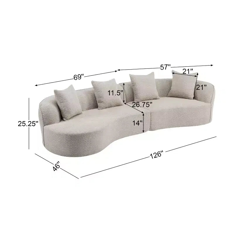 Divano componibile curvo a 5 posti moderno in bouclé Christopher Knight Home Hailey 126 con cuscini