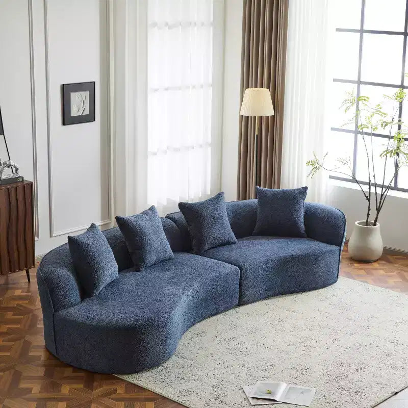 Divano componibile curvo a 5 posti moderno in bouclé Christopher Knight Home Hailey 126 con cuscini